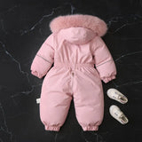 Combinaison ski bébé hiver capuche fourrure - grenouillère coupe-vent épaisse garçon/fille