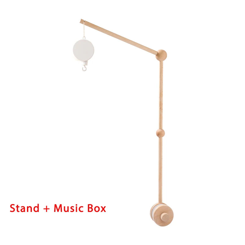 Mobile lit bébé bois feutrine ours cartoon - carillon musical avec support berceau