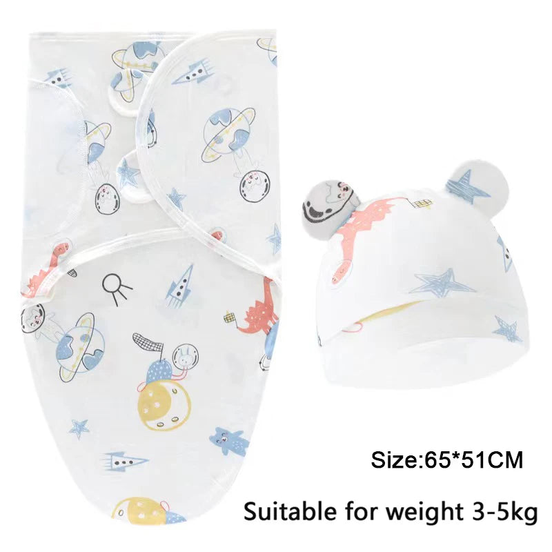 Ensemble couverture et bonnet pour nouveau-né en coton 0-6 mois