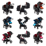 Poussette double jumeaux pliable Mybooni — Double siège landau avec amortisseurs