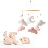 Mobile lit bébé bois feutrine ours cartoon - carillon musical avec support berceau