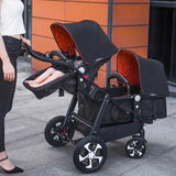 Poussette double jumeaux pliable Mybooni — Double siège landau avec amortisseurs