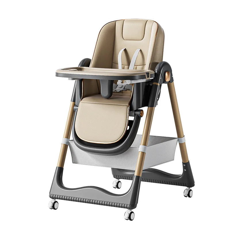 Chaise haute bébé réglable Mybooni — Pliable hauteur ajustable avec roulettes