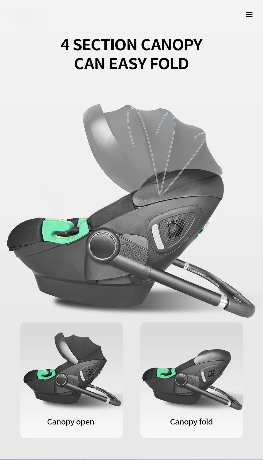 Poussette rose 4-en-1 avec nacelle siège auto de luxe pliable livraison EU