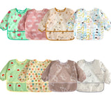 Bavoir tablier imperméable bébé manches longues - smock alimentation enfant plastron bavette vêtement