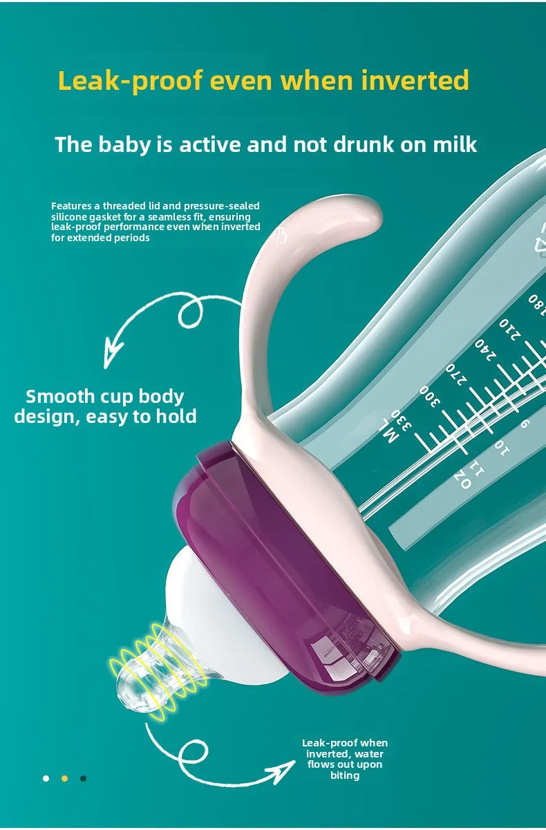 Biberon anti-coliques col large avec bille gravité et tétine silicone