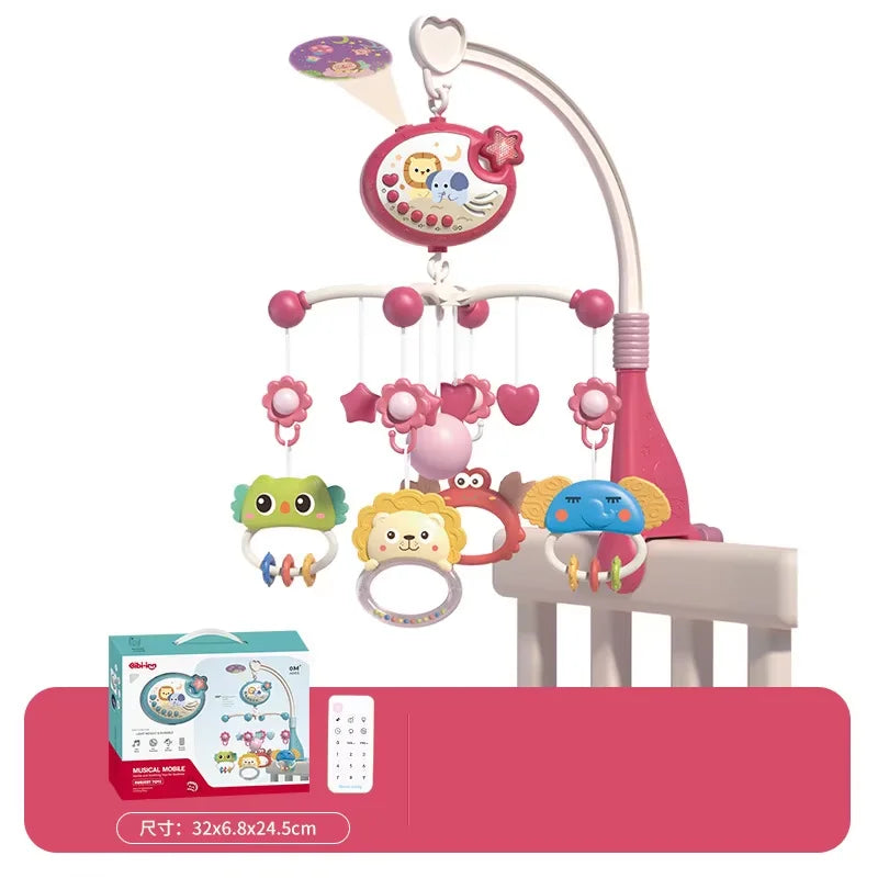 Mobile musical lumineux et projecteur pour lit bébé - télécommande jouet nouveau-né