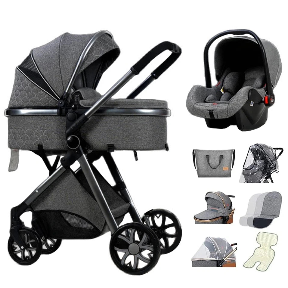 Poussette 3-en-1 pliante multifonctionnelle avec siège de sécurité livraison EU