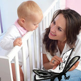 Livre tissu bébé Mybooni — Noir et blanc activités sensorielles nouveau-né