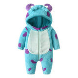 Combinaison bébé hiver polaire à capuche cornes - grenouillère chaude épaisse garçon/fille 0-3 ans