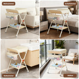 Table à langer réglable Mybooni — Métal et tissu rangement ceinture et roulettes