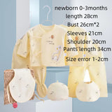 Coffret vêtements bébé 7 pièces printemps Bouni — T-shirts, pantalon et bonnet coton