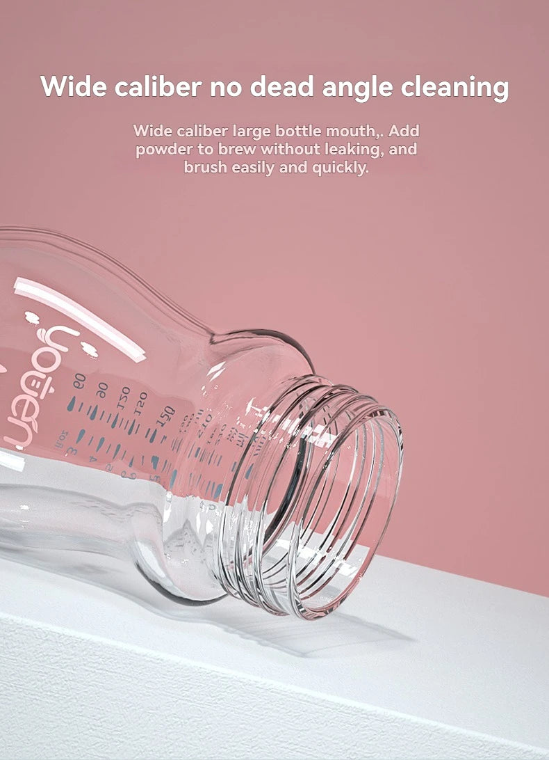 Biberon verre col large manchon silicone anti-coliques BPA Free
