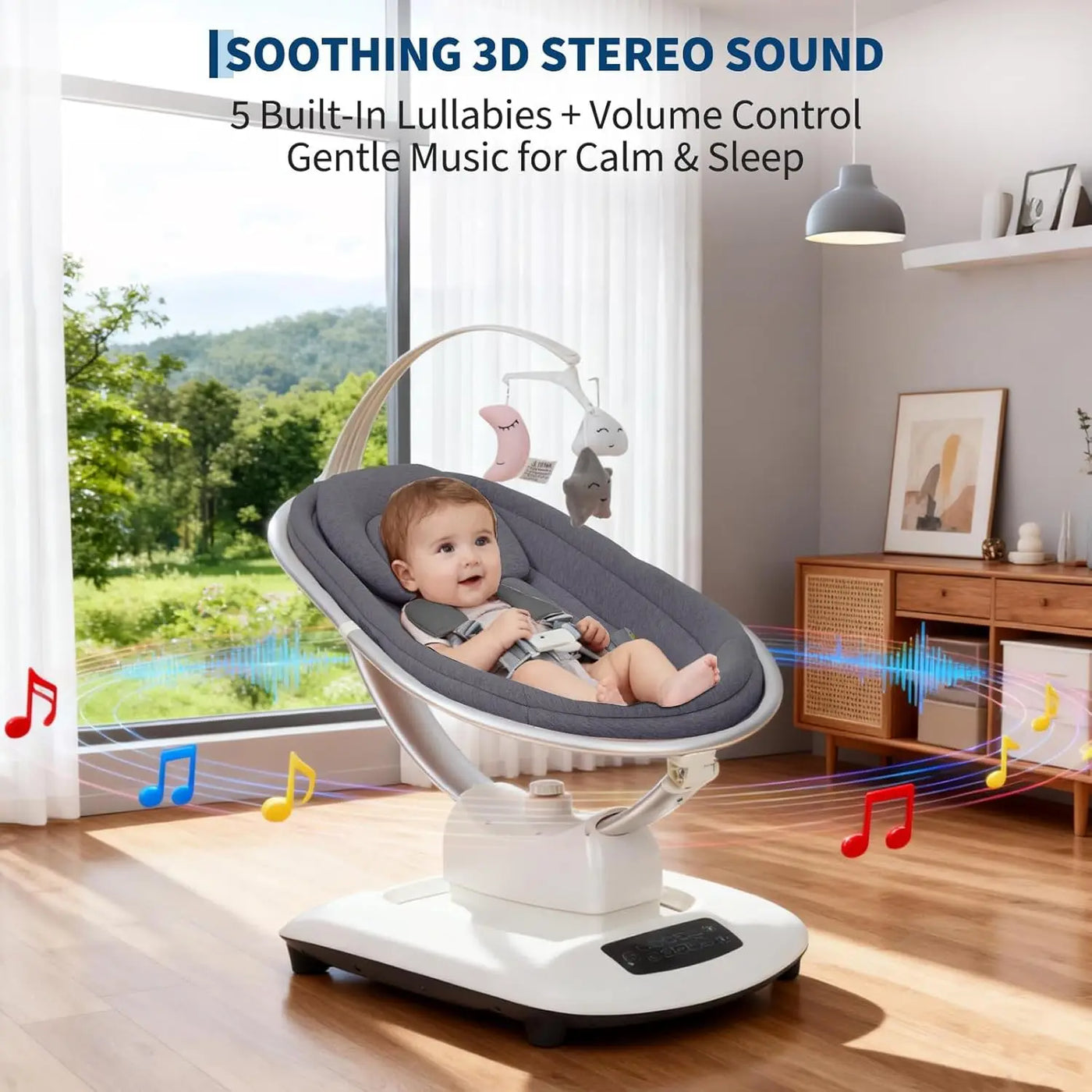 Balancelle bébé électrique 5D Mybooni — télécommande et musique
