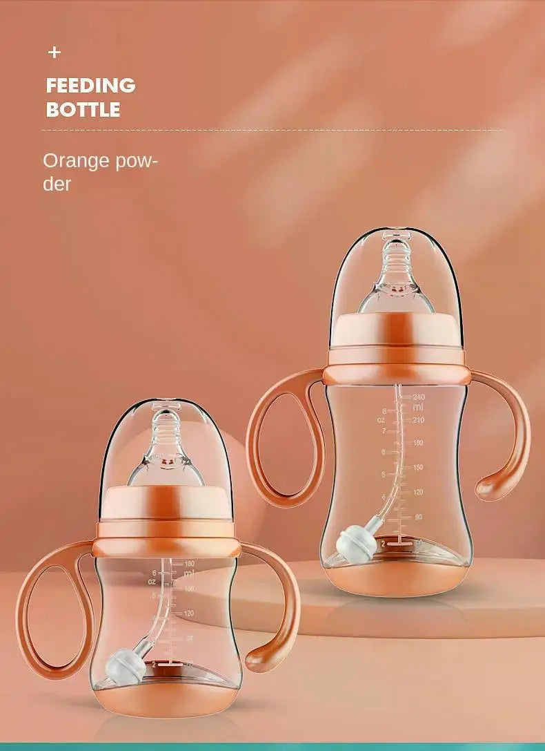 Biberon silicone anti-chute avec paille et poignée isolante