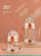 Biberon silicone anti-chute avec paille et poignée isolante