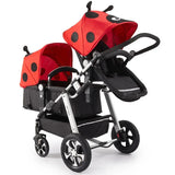 Poussette double jumeaux pliable Mybooni — Double siège landau avec amortisseurs