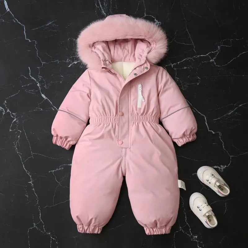 Combinaison ski bébé Mybooni — Col fourrure hiver garçon et fille
