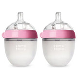 Lot 2 biberons bébé sans BPA Mybooni — Silicone 150 ml et 240 ml vert/rose