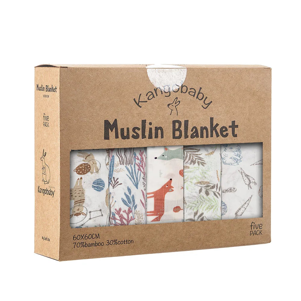 Lot 5 langes multifonctions bébé Mybooni — Coton bambou certifié