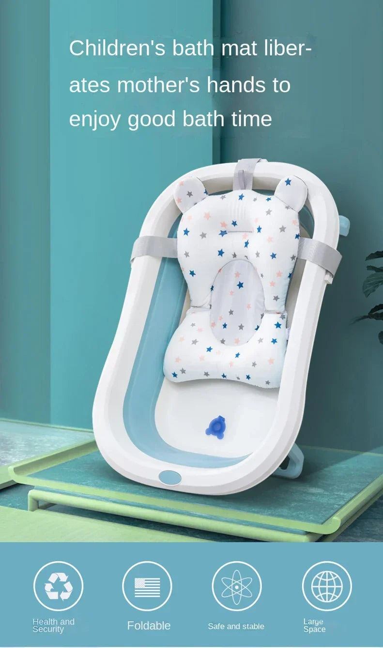 Oreiller baignoire nouveau-né antidérapant - coussin soutien corps bébé siège bain pliable tapis