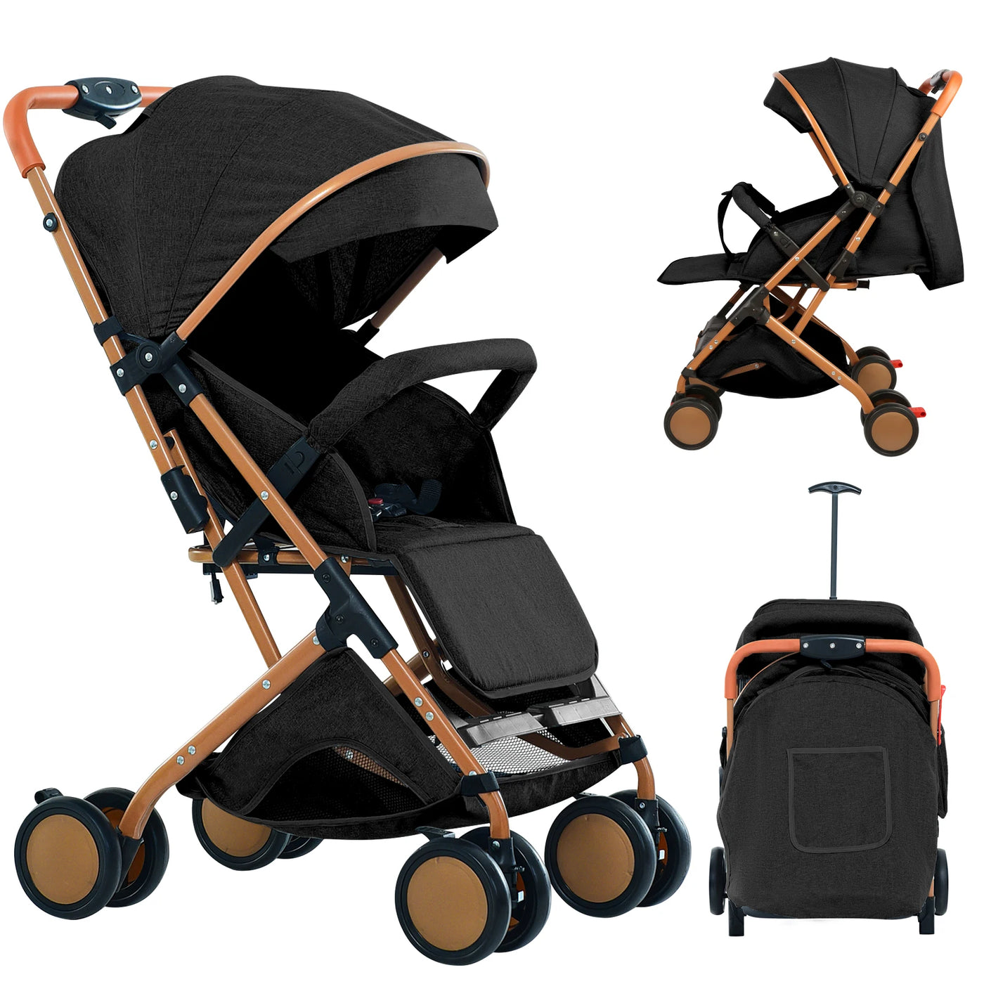 Poussette avec moustiquaire jusqu'à 20 kg panier rangement 4 roues pliable