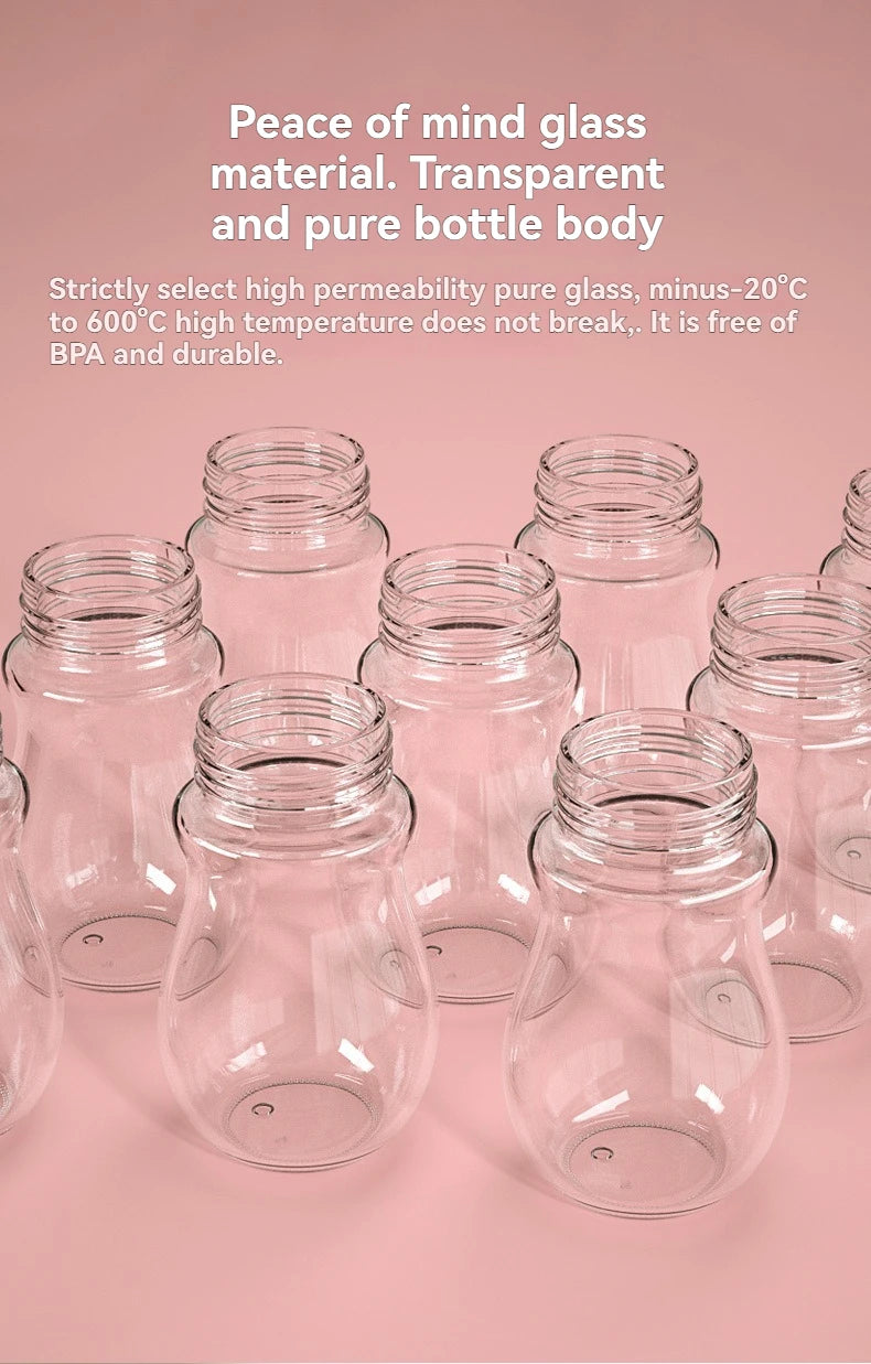 Biberon verre col large Bouni — Manchon silicone tétine anti-colique