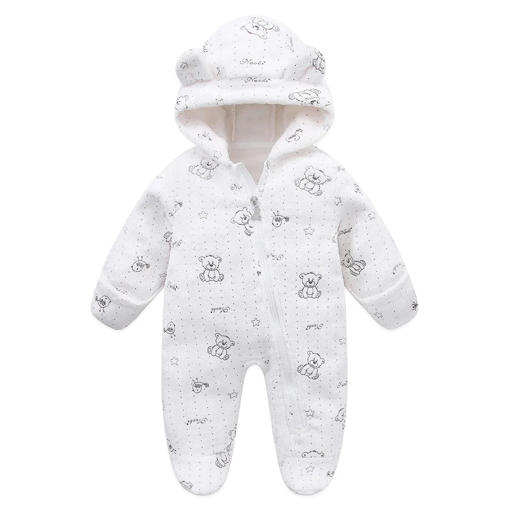 Grenouillère bébé flanelle douce chaude - combinaison imprimée cartoon automne-hiver 0-19 mois