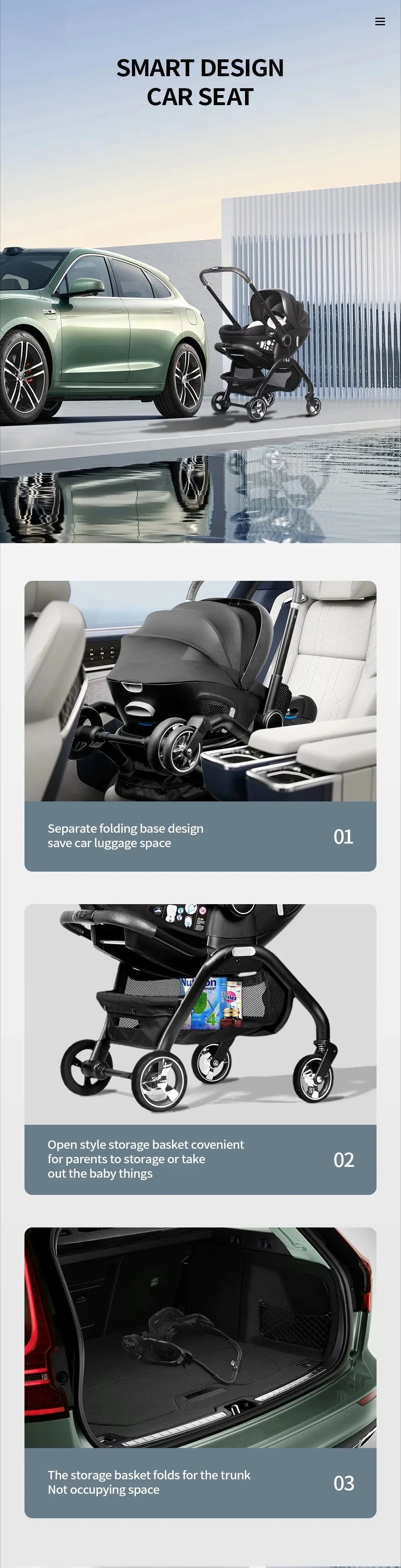 Poussette 4-en-1 Bouni — siège auto intelligent intégré