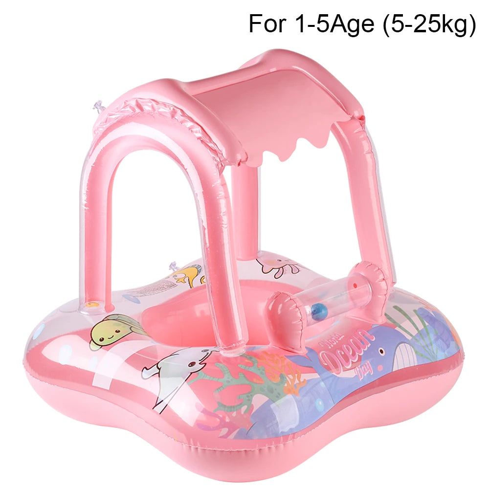 Bouée bébé avec auvent Mybooni | Siège flottant protégé piscine & plage 0-12M