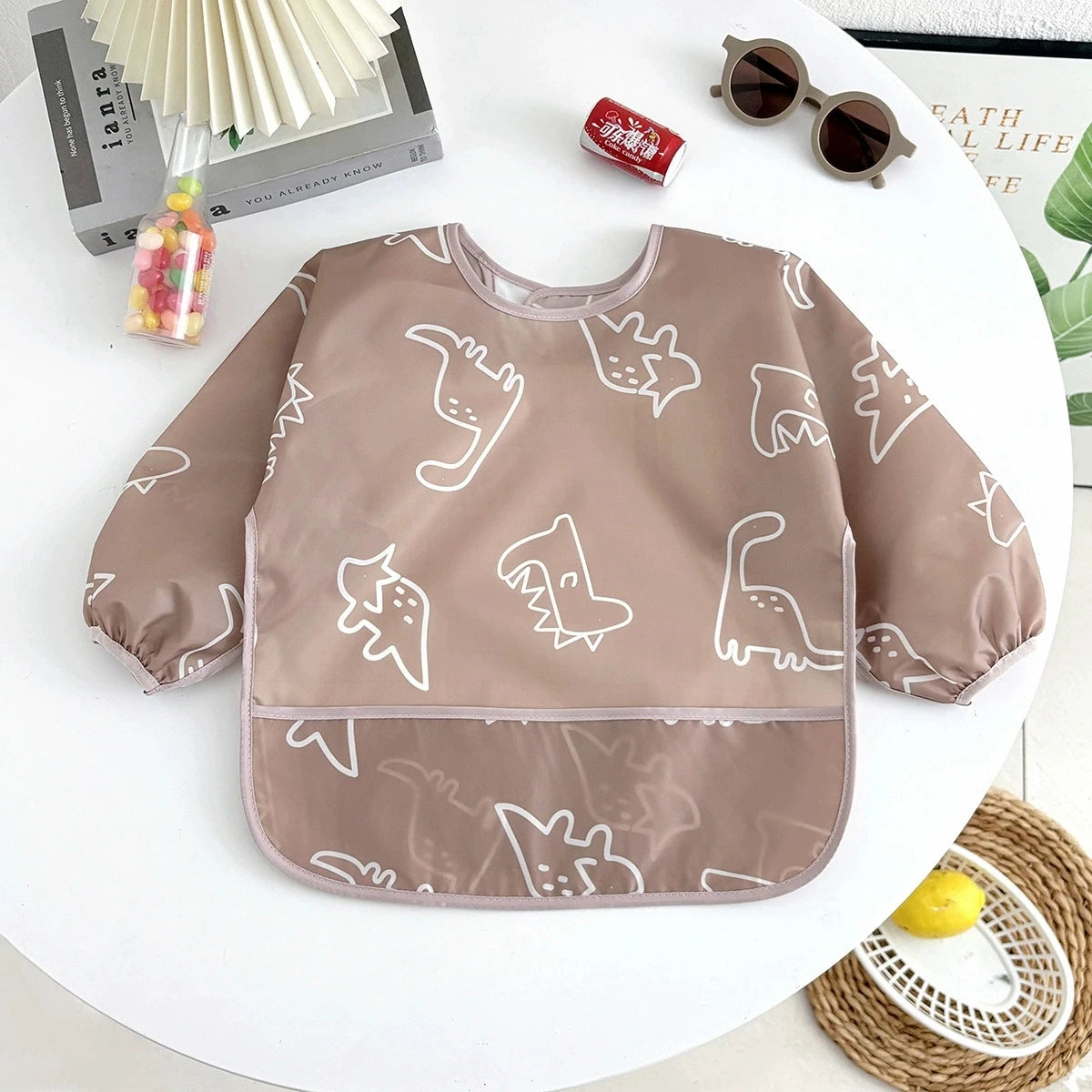 Bavoir tablier imperméable bébé manches longues - smock alimentation enfant plastron bavette vêtement