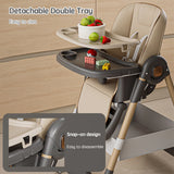 Chaise haute bébé réglable Mybooni — Pliable hauteur ajustable avec roulettes