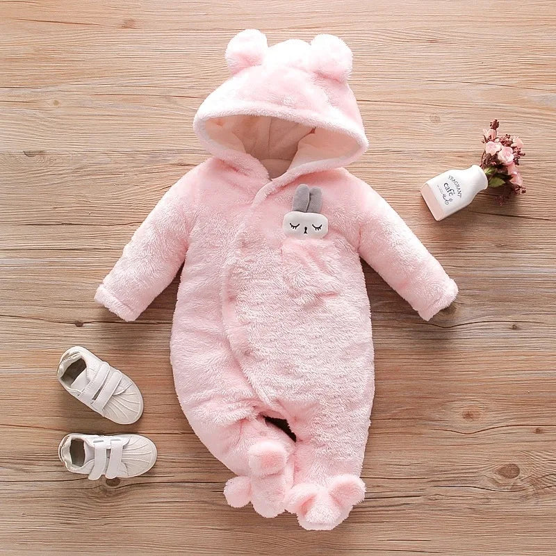 Combinaison bébé automne-hiver peluche chaud - grenouillère cartoon chien/lapin 0-2 ans