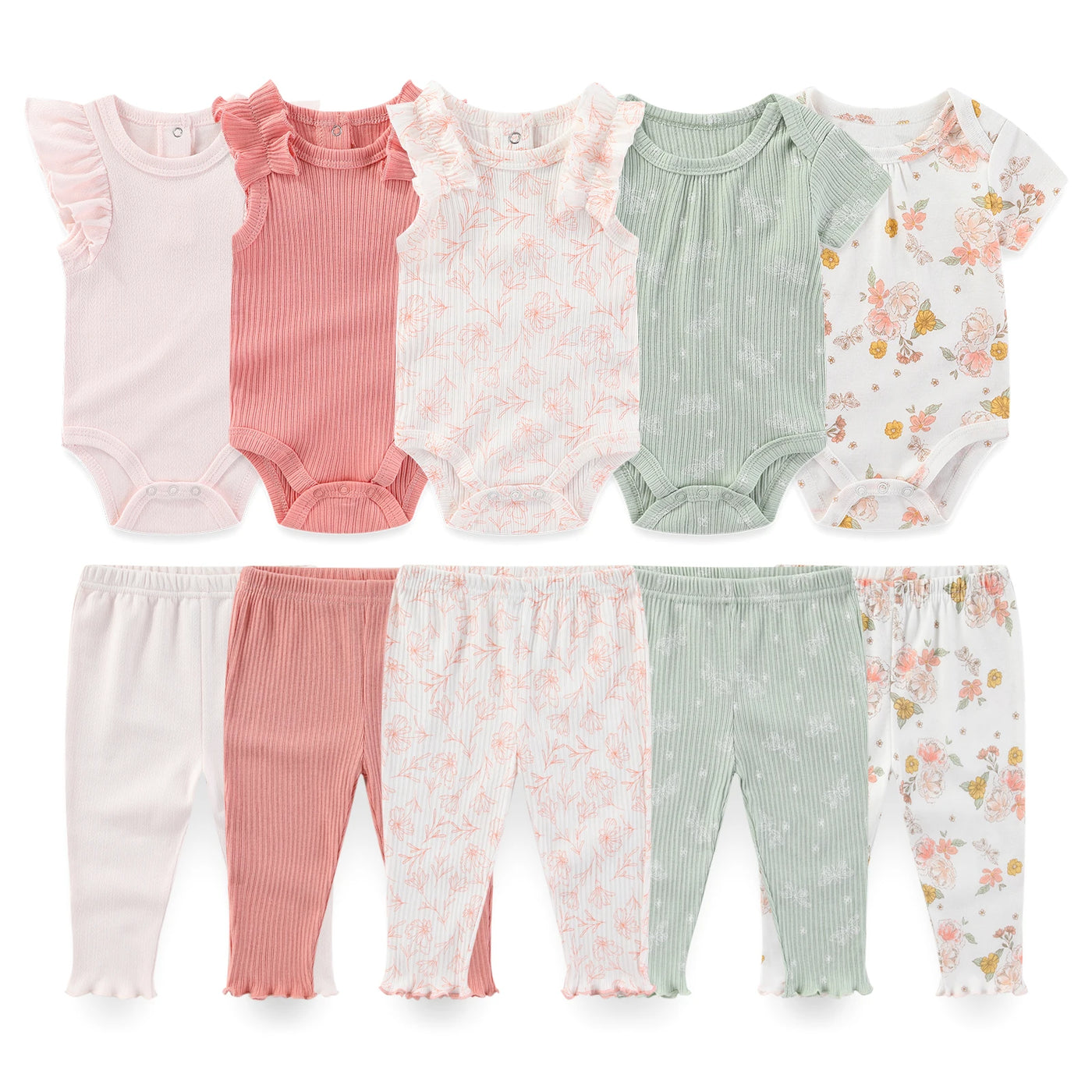 Coffret vêtements bébé 10 pièces Mybooni — Body et pantalon toutes saisons