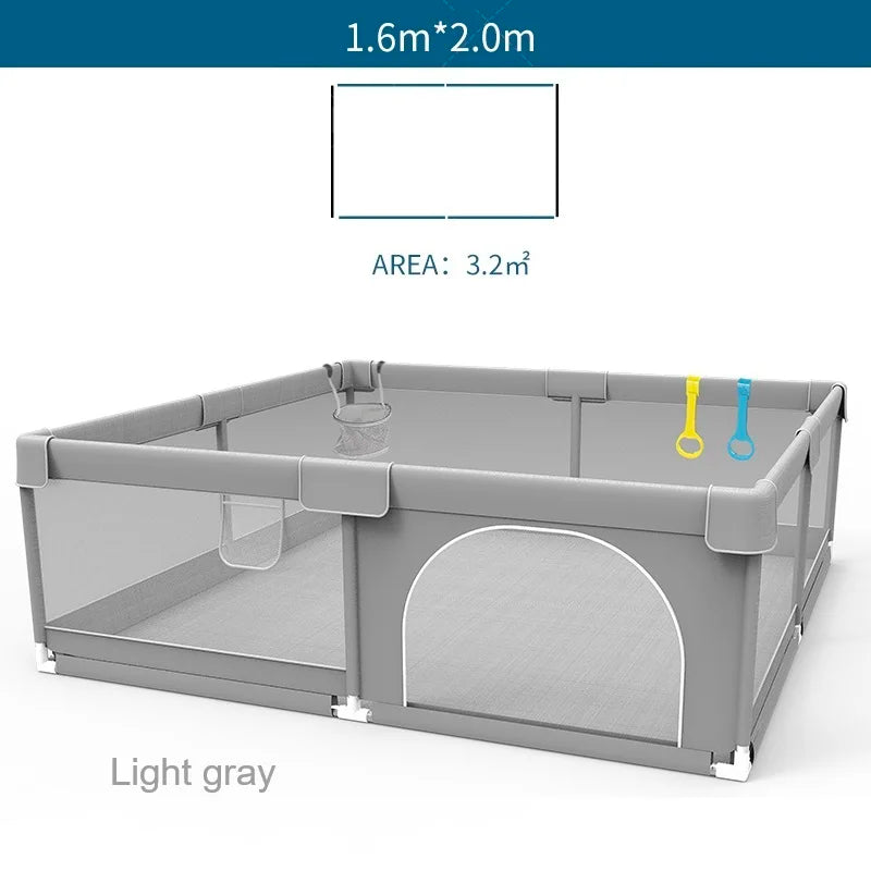 Parc bébé IMBABY gris clair - enclos bébé aire de jeux barrière sécurité enfant ball box