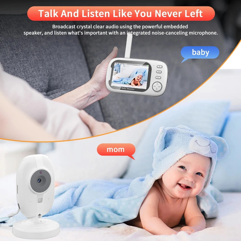 Babyphone vidéo 3,5 pouces sans fil Mybooni — Vision nocturne surveillance température