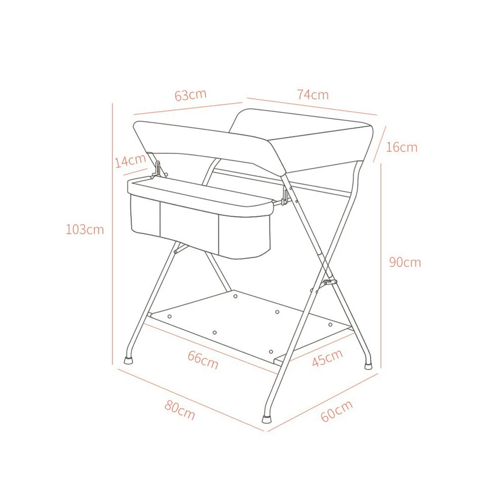 Table à langer pliable avec rangement Mybooni — Station à couches nouveau-né