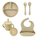 Set vaisselle bébé silicone sans BPA Mybooni — Bol ventouse assiette tasse couverts