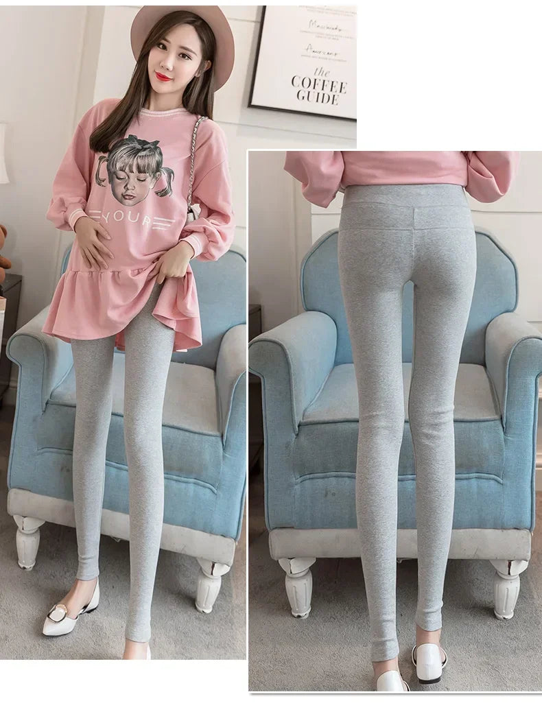 Legging maternité coton bas ventre taille basse - pantalon casual femme enceinte printemps-automne