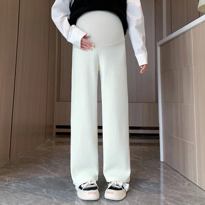 Pantalon maternité jambe large Mybooni — Taille haute décontracté femme enceinte