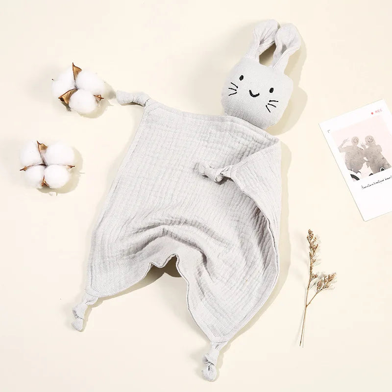 Doudou chat en mousseline coton pour nouveau-né