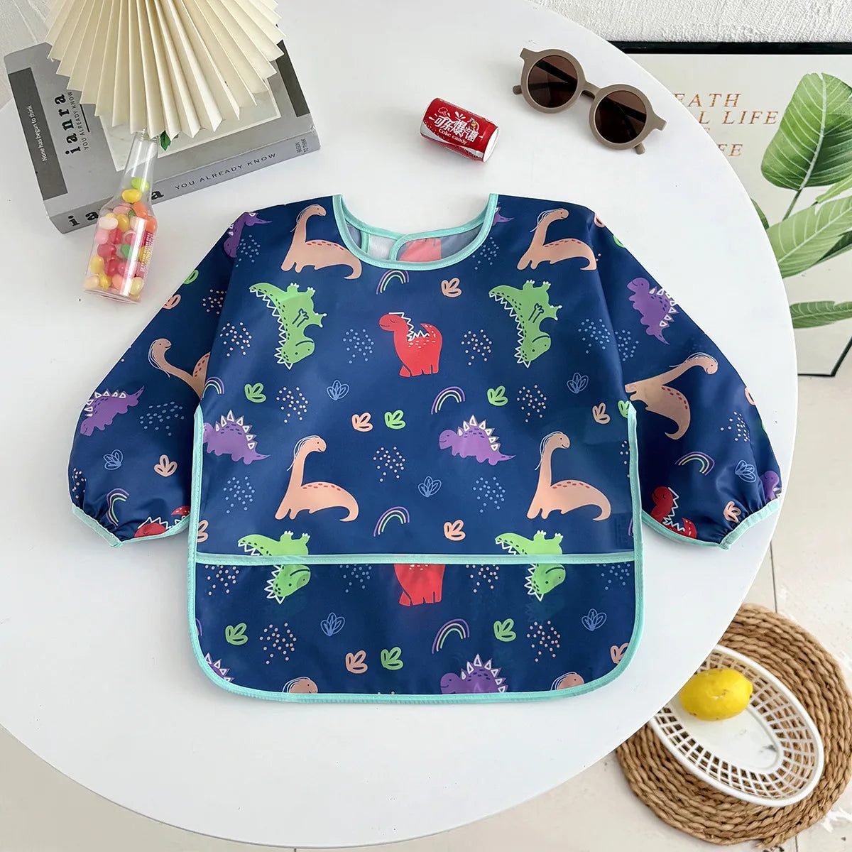 Bavoir tablier imperméable bébé manches longues - smock alimentation enfant plastron bavette vêtement