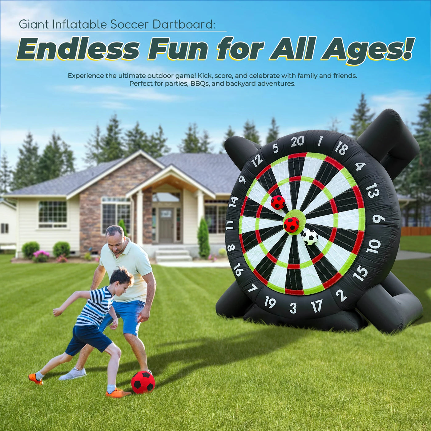 3m/10ft Tall Giant Inflatable Soccer Ball Darts avec accessoires inclus | Bouni