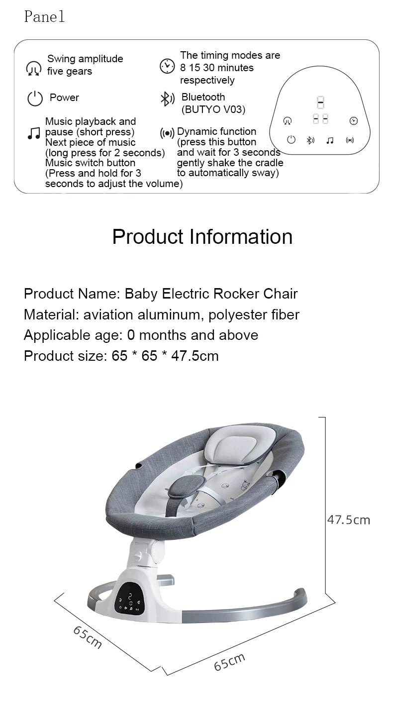 Berceau électrique bébé Bluetooth musique télécommande moustiquaire multifonctionnel