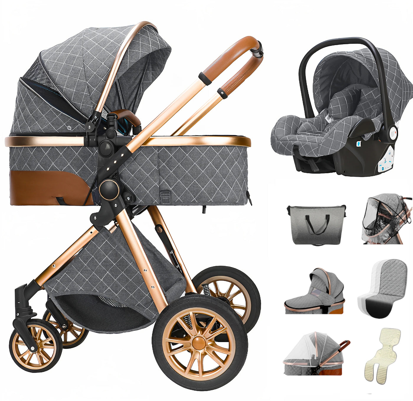Poussette 3-en-1 pliante multifonctionnelle avec siège de sécurité livraison EU