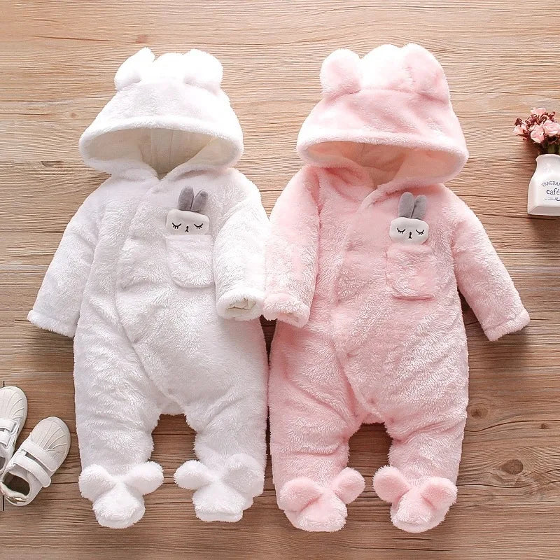 Combinaison bébé automne-hiver peluche chaud - grenouillère cartoon chien/lapin 0-2 ans