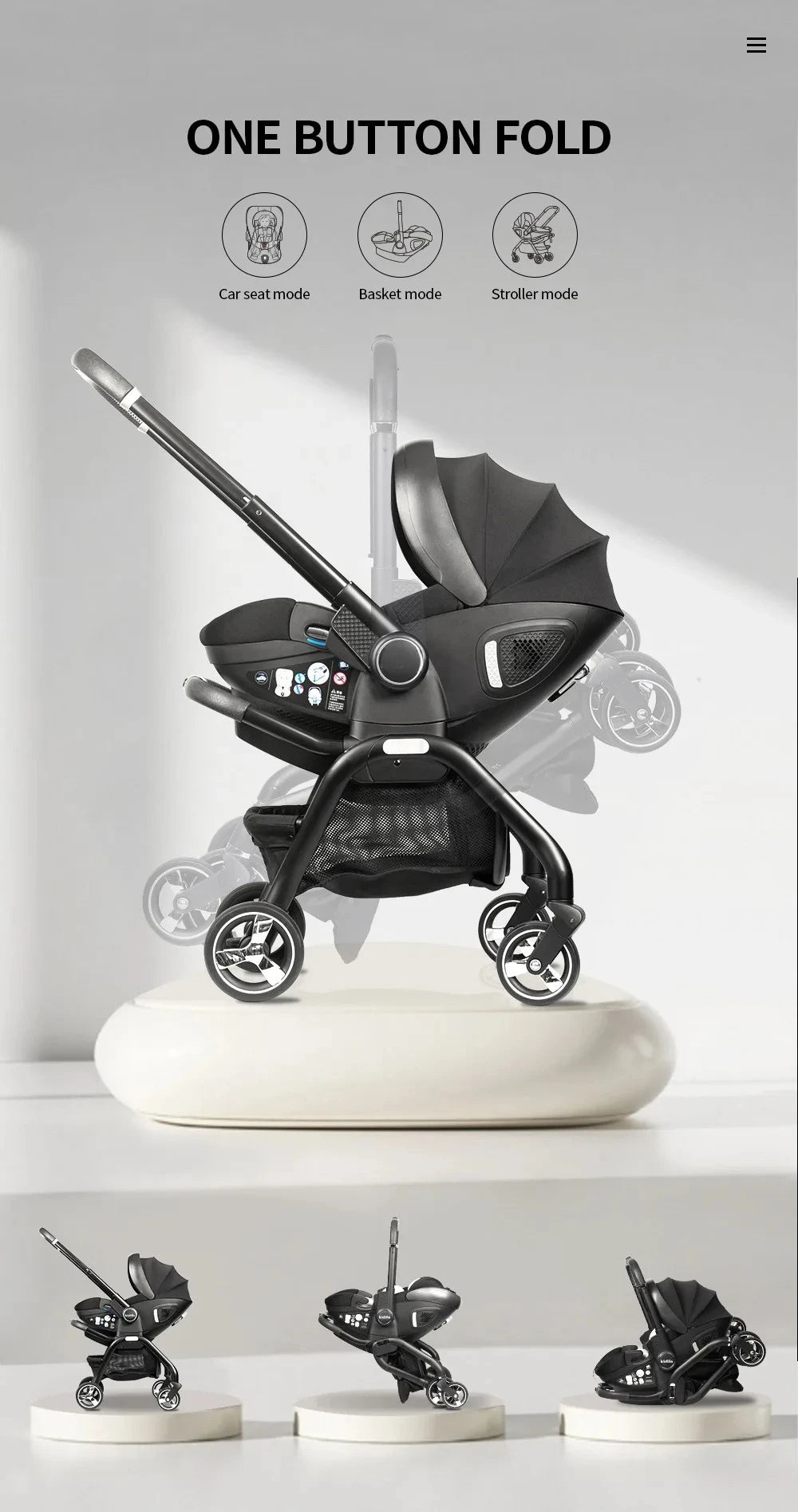 Poussette rose 4-en-1 avec nacelle siège auto de luxe pliable livraison EU