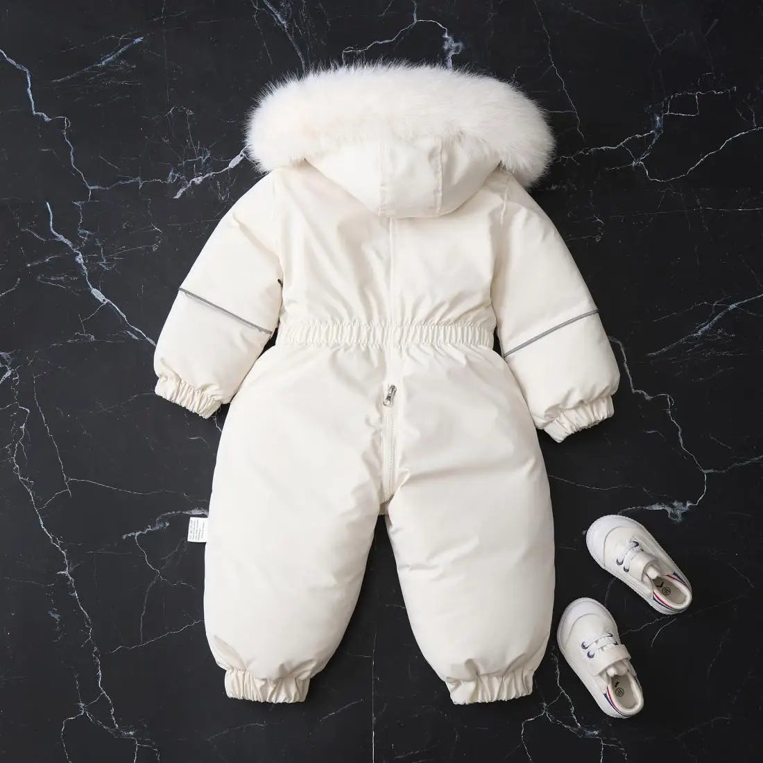 Combinaison ski bébé hiver capuche fourrure - grenouillère coupe-vent épaisse garçon/fille