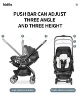 Poussette 3-en-1 portable nacelle bébé siège auto de luxe pliable