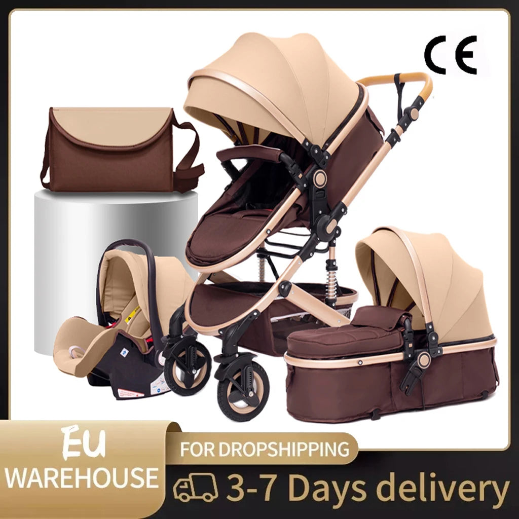 Poussette 3-en-1 pliante multifonctionnelle avec siège de sécurité livraison EU